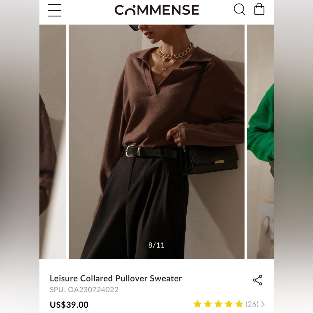 Commense - Leisure collar sweater - Brown